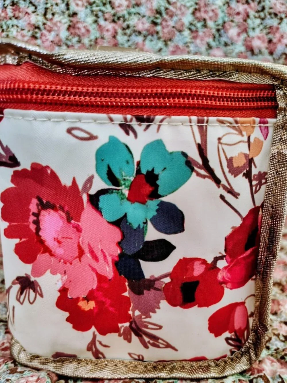 NWT Primrose Hill London Travel Cosmetics Tote Bag w/Handle Flowers/Poppies